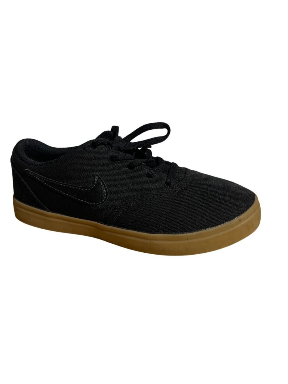 Nike SB Check Canvas Kids Skate Shoes Black Gum Sole Size 3Y Casual Low Top